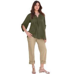 Roaman's Women's Plus Size Tara Crinkle Crepe Big Shirt - 1 of 4