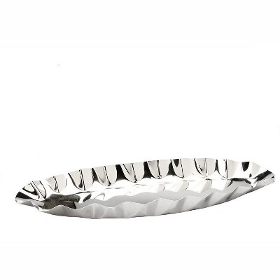 Classic Touch Boat Shaped Stainless Steel Dish with Rippled Design