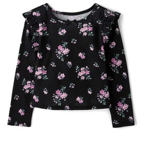 The Children's Place Baby Girls Long Sleeve Floral Pointelle Flutter Top - 1 of 4