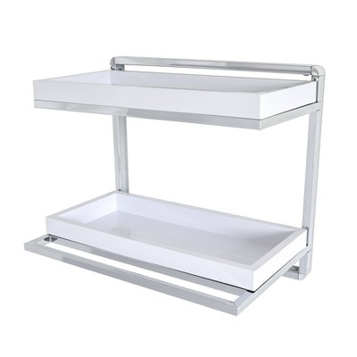 10.5 x 16 3 Tier Wall Shelving Unit with Towel Rack and Trays  Chrome/White - Danya B.