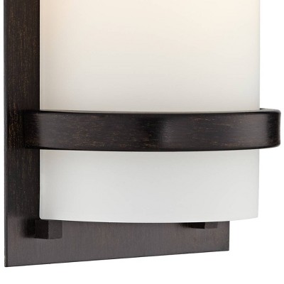 Crisp Iron Oxide Cylinder Wall Sconce with Etched Opal Glass