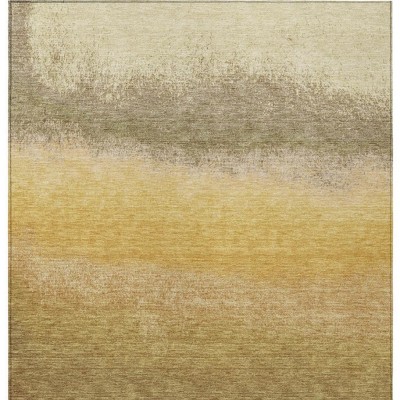 Gold And Wheat Ombre Washable Indoor Outdoor Area Rug