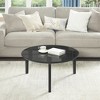 COWLOWN White Round Modern Coffee Table, Imitation Marble Top & Solid Rubber Wood Legs, Beveled Edge Design - 2 of 4