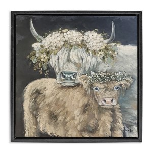 Stupell Industries Highland Cattle with Flower Garlands, 25" x 25" - 1 of 4