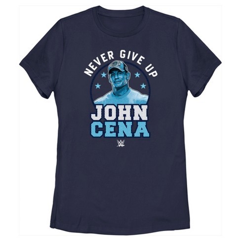 Women's Wwe John Cena Never Give Up Blue Logo T-shirt : Target