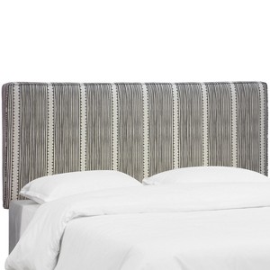 Lexi Box Seam Headboard - Full - Bennett Stripe Charcoal - Skyline Furniture, Bennett Stripe Grey