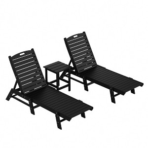 WestinTrends 3 Pieces Poly Outdoor Patio Chaise Lounge Chair with Side Table Set - 1 of 4