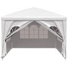 'vidaXL White Party Tent 10'x13' - UV and Water-Resistant Garden Gazebo with Steel Frame, Decorative Windows and Easy Access Zipped Door - 4 of 4