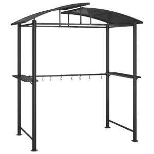 vidaXL Steel BBQ Gazebo with Side Shelves - Anthracite, Ideal for Barbeque Sessions During Sunny & Rainy Days, Durable Build 82.7"x44.9"x90.6" - 1 of 4