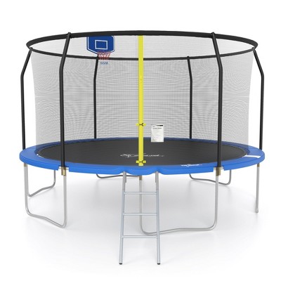 Captiva Designs Trampoline with Basketball Hoop, 14FT/15FT ASTM Approved Outdoor Trampoline with Safety Net & Ladder  14 ft