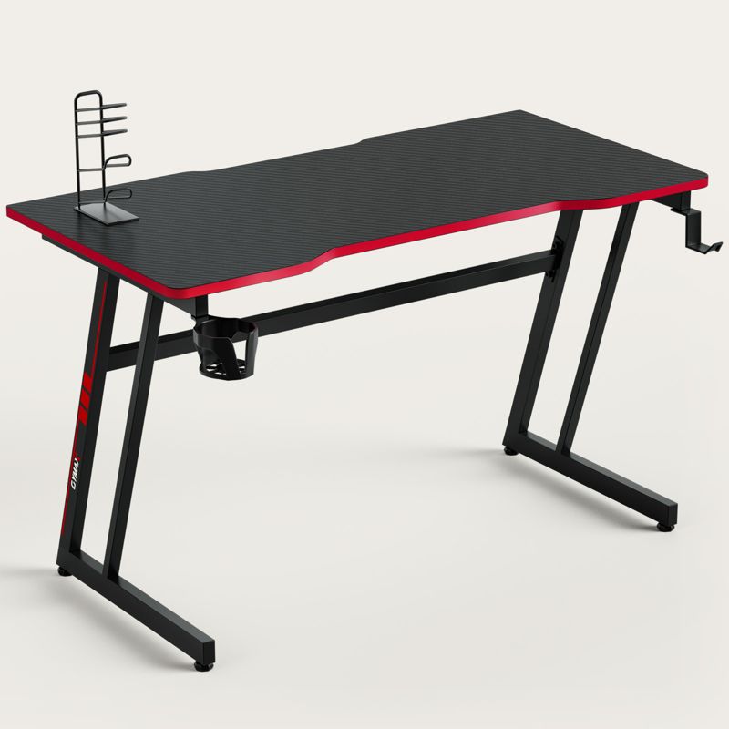 Tangkula Z-Shaped Ergonomic Gaming Desk with Headphone Hook Computer&Office Desk Blue/Red, 1 of 11