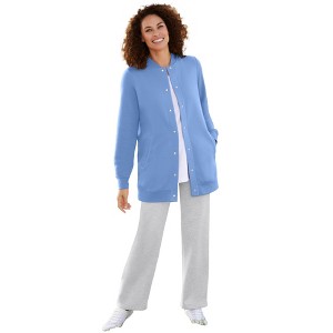 Woman Within Fleece Baseball Jacket - 1 of 4