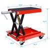 VisioGear 1100lb Motorcycle Lift with Dolly Jack, Scissor Lift Jack Wide Deck, Front Rear Center Tire Wheel Engine Stand, Red, 16.5"*14.7"*15.7" - 3 of 4