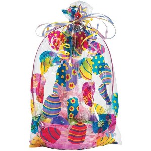 Fun Express Easter Basket Bags 17 3/4" tall cellophane bags  with Easter egg design 12pcs - 1 of 4