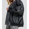 Women's Zip Up Pockets PU Faux Leather Bomber Jacket - Miss Love - 2 of 4