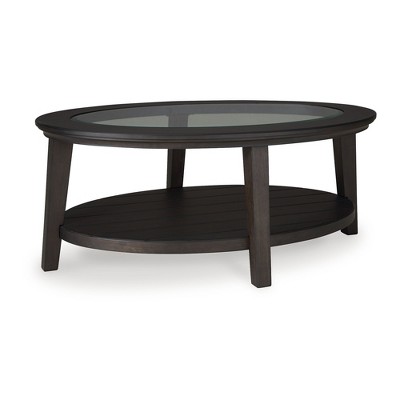 Signature Design by Ashley Celamar Oval Coffee Table, Dark Brown