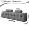 Bekrvio 39”/59”/79” Large Bolster Triangular Headboard Wedge w/2 Neck Roll Pillows Reading Pillows - 2 of 4