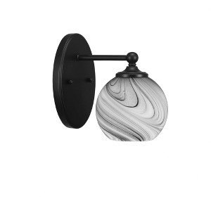 Toltec Lighting Capri 1 - Light Sconce in  Matte Black with 5.75" Onyx Swirl Shade - 1 of 1