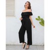 Whizmax Casual Off Shoulder Maternity Jumpsuits Short Ruffle Sleeves Belted Wide Leg Jumpsuits Romper black_XL - 2 of 4