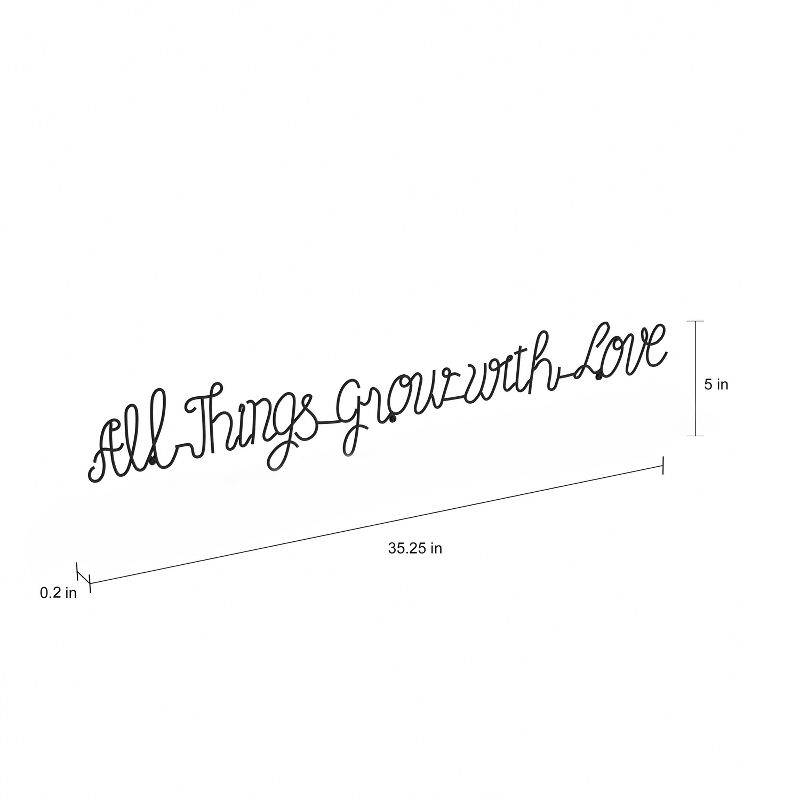&#39;All Things Grow with Love&#39; Metal Cutout Sign Black - Lavish Home, 4 of 5