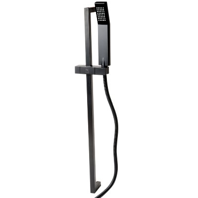 ALFI Black Matte Square Sliding Rail Hand Shower Set