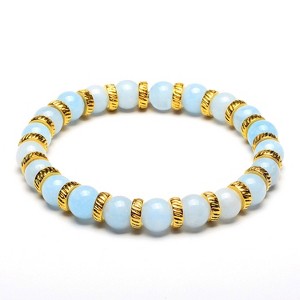 ELYA Women's Jade Stone Bead Stretch Bracelet (8mm Wide) - 1 of 4