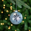 Northlight Mirror Glittered Snowflakes Christmas Glas Ball Ornaments - 4" - Steel Blue - Set of 2 - 2 of 4