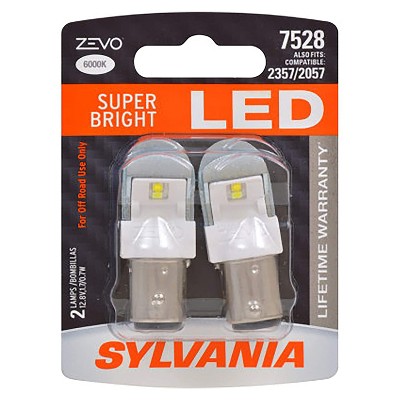 Sylvania Zevo 7528 White LED Super Bright Interior and Exterior Daytime Running DLR and Back Up Reverse Light Mini Light Bulb Set, 2 Pack