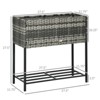 Maggift Planters Raised Garden Bed Elevated Planter Box with Rattan Wicker Look Tool Storage Shelf Portable Design, Gray, 27.5"*11.75"*27.5" - 3 of 4