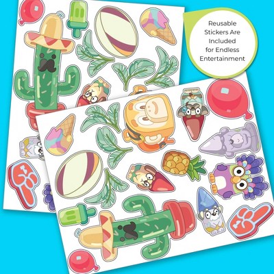 Bluey 6 Bin Wooden Toy Storage Organizer with Reusable Stickers