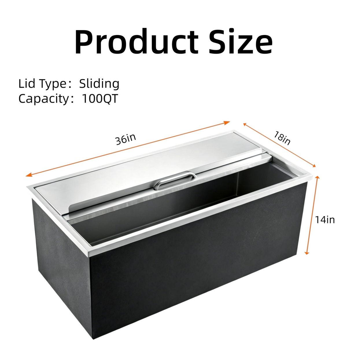 100-Quart Drop-In Ice Chest, Stainless Steel Insulated Ice Bin with Lid Drain-Pipe Set, 24H Cold Retention Outdoor Kitchen Bar - thumbnail 8