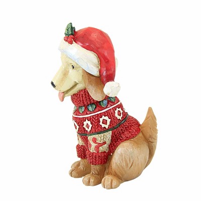 Festive Red and Green Resin Christmas Dog Figurine, 3.25 inches