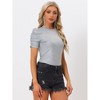 INSPIRE CHIC Women's Glitter Puff Sleeve Round Neck Stretch Casual Pullover Shiny Tops - 2 of 4