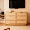 47" Natural Oak & Rattan 6-Drawer Dresser, Wood Chest with Metal Handles for Bedroom, Living Room, or Nursery Storage - 4 of 4