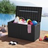 Costway 100 Gal Outdoor Storage Box Lockable Patio Bin & Bench for Gardening Tools Black/Grey/Brown - 2 of 4
