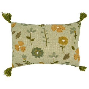 Saro Lifestyle Embroidered Floral Throw Pillow With Down Filling - 1 of 2