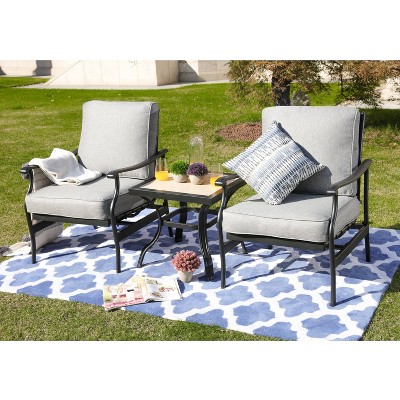 3pc Bistro Steel Patio Dining Set with Arm Chairs - Gray - Lokatse