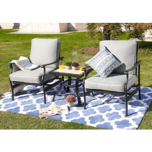 3pc Bistro Steel Patio Dining Set with Arm Chairs - Gray - Lokatse: Outdoor Conversation Set, Removable Cushions - 1 of 4