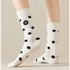 Anna-Kaci 3 Pairs Women's Casual Crew Socks Assorted Patterns Striped Polka Dot and Bow Embroidery - 2 of 4