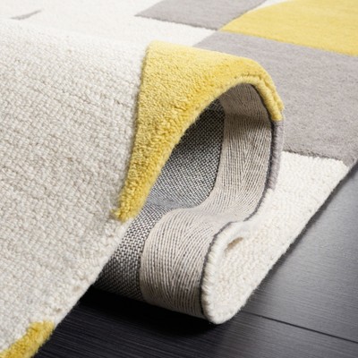 Gray and Yellow Hand-Tufted Wool Geometric Area Rug