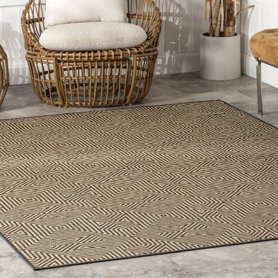 Charcoal Reversible Rectangular Synthetic Indoor/Outdoor Rug