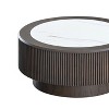 Sapphtopaz Modern Coffee Table with Faux Marble Pattern Stickers Round End Coffee Table Small Side Table for Living Room,Apartment,Dark Brown - 3 of 4