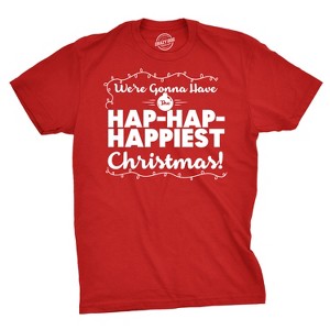 Mens Hap Hap Happiest Christmas Graphic Novelty Sarcastic Xmas Cool T shirt - Crazy Dog Men's T Shirt - 1 of 4