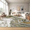 Large Modern Rugs for Living Room 9x12 Non-Slip Abstract Print Floor Mats, Stain-Resistant Low Pile Accent Rugs, Foldable Ultra-Thin Indoor Carpet - 2 of 4