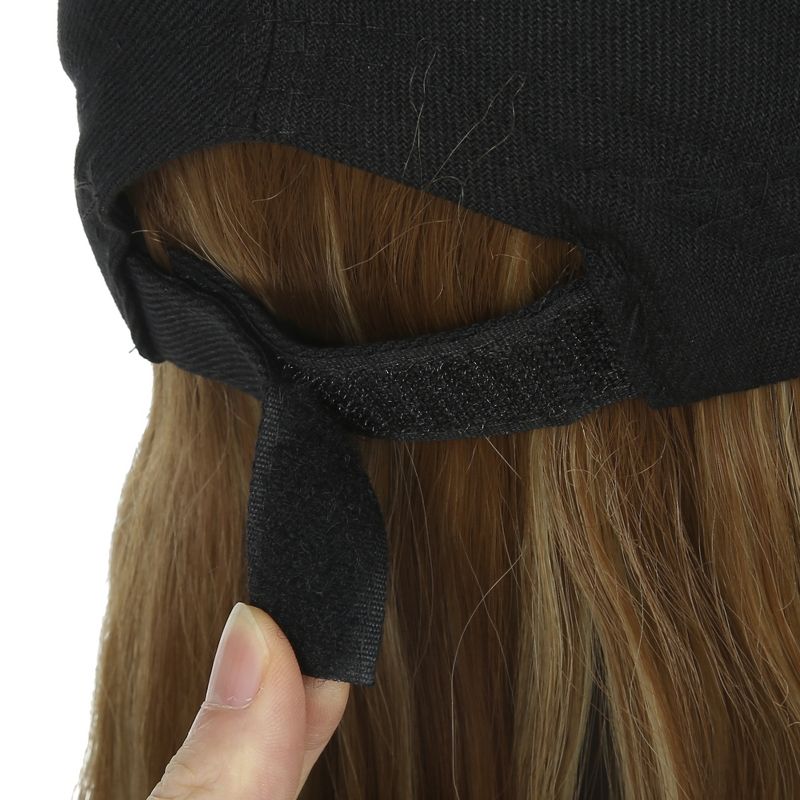 Unique Bargains Baseball Cap with Hair Extensions Curly Wavy Wig 22" Hairstyle Adjustable Wig Hat for Woman Brown, 4 of 5