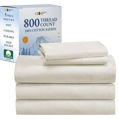 Luxury Bed Sheets Set - 800 Thread Count 100% Cotton Sheets, Deep Pocket, Soft, Cool & Breathable by California Design Den
