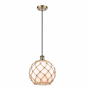 Farmhouse Rope - 1 Light Cord Hung Mini Pendant In Industrial Style-13 Inches Tall and 10 Inches Wide - 1 of 1
