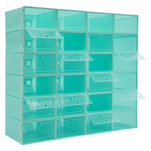 YIYIBYUS 24 Pack Plastic Stackable Foldable Shoe Storage Boxes - 1 of 4