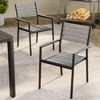 Crestlive Products Pellebant Outdoor Stackable Dining Chair Patio Armchair Set of 2 Aluminum Frame with Wood Plastic Composite Seat and Back - 4 of 4