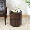 Vynxaria Coffee Tables: Italian-Inspired Double-Layer Round Side Table in Brown and Black - 2 of 4